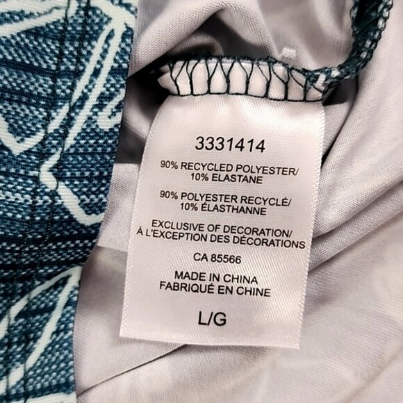 NWT Eddie Bauer Women Swim Top Teal Tropical Print 1/4 Zip Rashguard UPF 50 Sz L - Picture 11 of 14